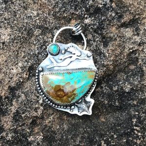 •Sterling Silver Mermaid Turquoise Pendant•